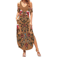 Terracotta Bird of Batik Papua Family Matching Summer Maxi Dress and Hawaiian Shirt Exotic Natural Wealth of Papua LT9 Mom's Dress Gold - Polynesian Pride