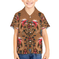 Terracotta Bird of Batik Papua Family Matching Summer Maxi Dress and Hawaiian Shirt Exotic Natural Wealth of Papua LT9 Son's Shirt Gold - Polynesian Pride