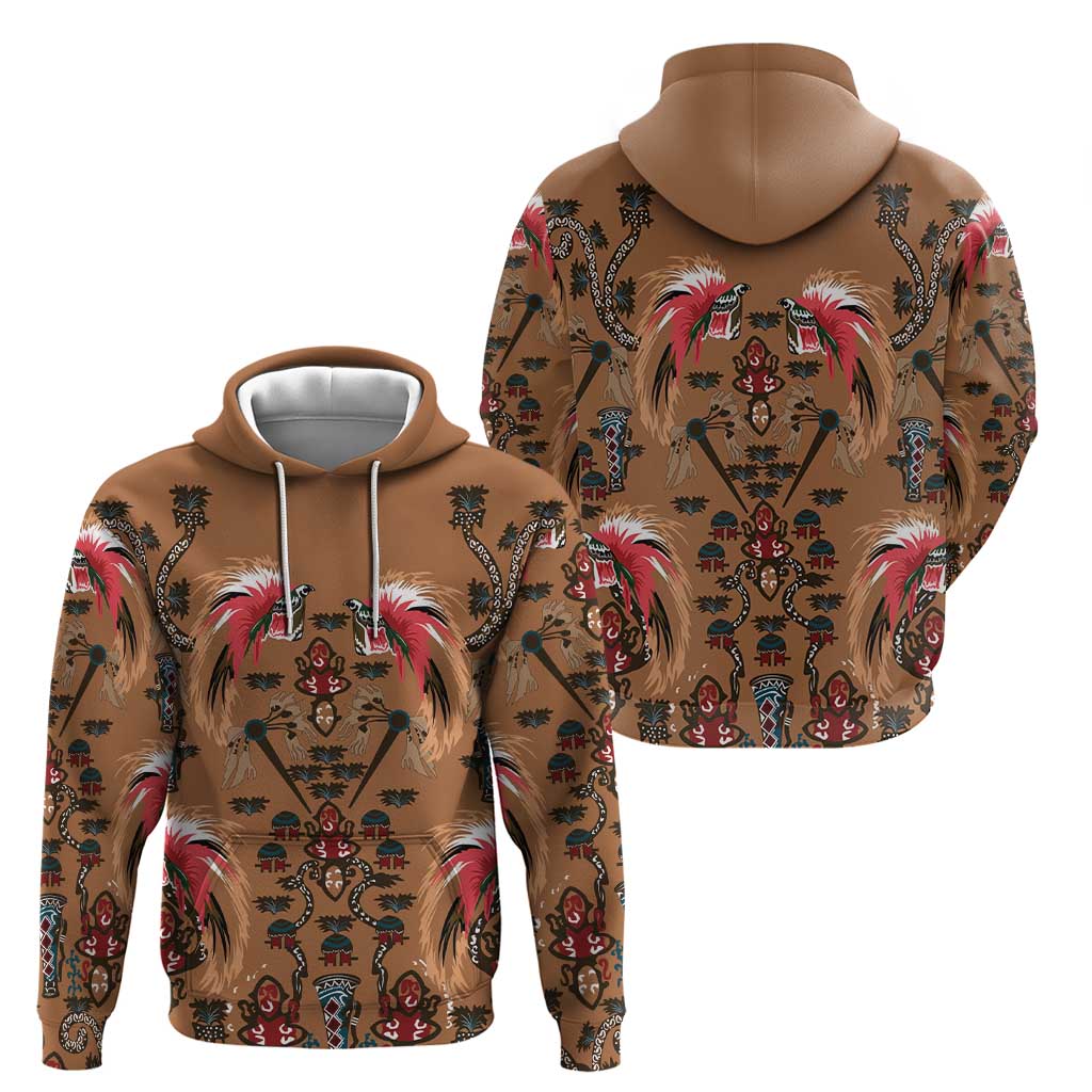 Terracotta Bird of Batik Papua Hoodie Exotic Natural Wealth of Papua - Polynesian Pride