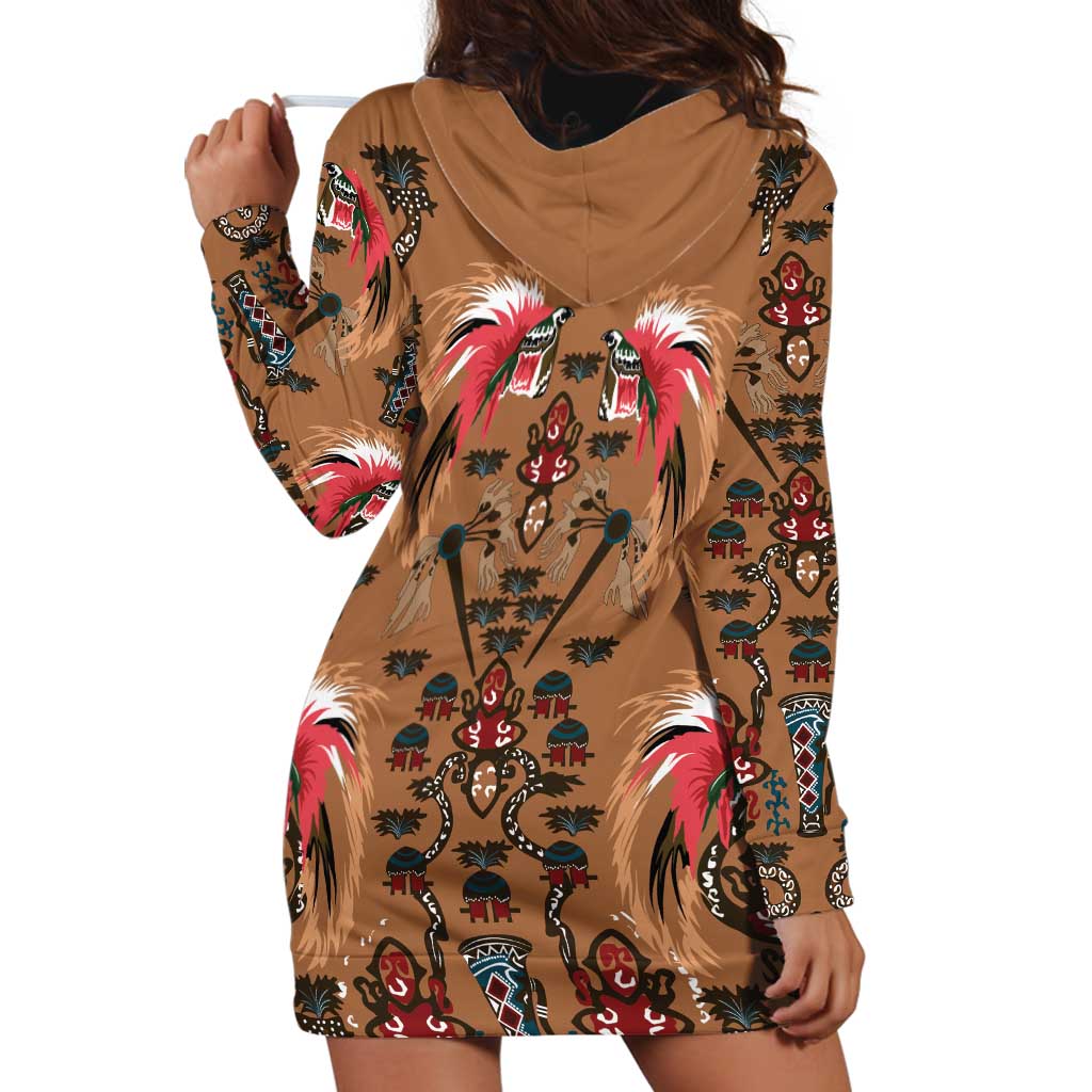 Terracotta Bird of Batik Papua Hoodie Dress Exotic Natural Wealth of Papua LT9 - Polynesian Pride