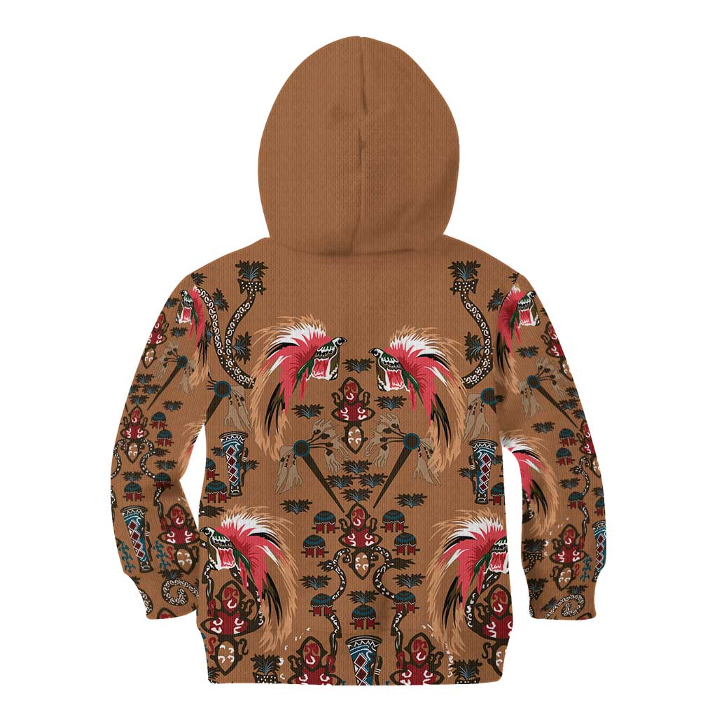 Terracotta Bird of Batik Papua Kid Hoodie Exotic Natural Wealth of Papua LT9 - Polynesian Pride