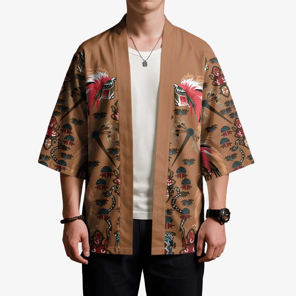 Terracotta Bird of Batik Papua Kimono Exotic Natural Wealth of Papua - Polynesian Pride