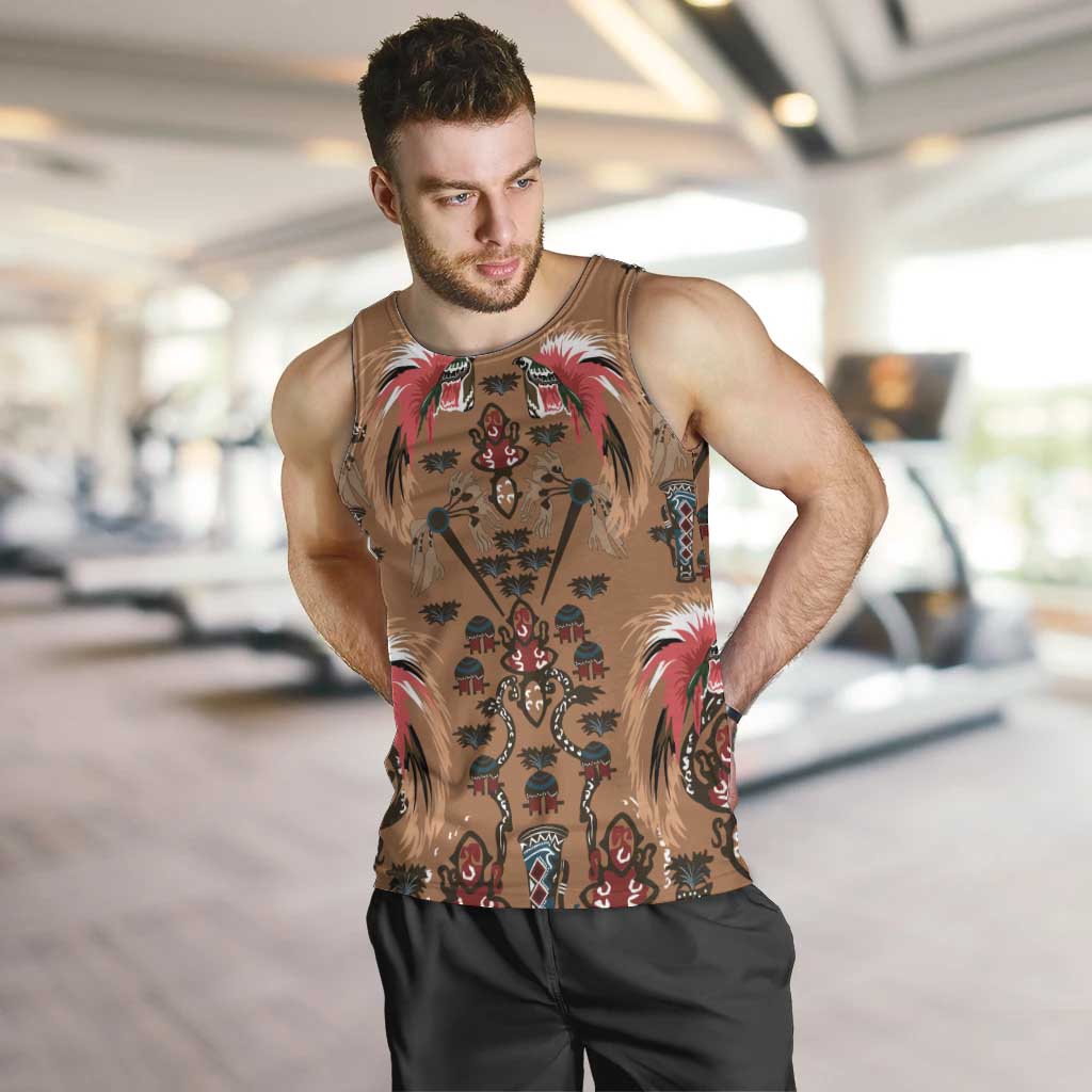 Terracotta Bird of Batik Papua Men Tank Top Exotic Natural Wealth of Papua - Polynesian Pride