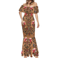 Terracotta Bird of Batik Papua Mermaid Dress Exotic Natural Wealth of Papua LT9 - Polynesian Pride