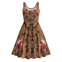 Terracotta Bird of Batik Papua Midi Dress Exotic Natural Wealth of Papua LT9 Gold - Polynesian Pride