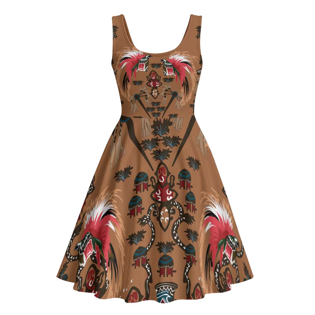 Terracotta Bird of Batik Papua Midi Dress Exotic Natural Wealth of Papua LT9 - Polynesian Pride