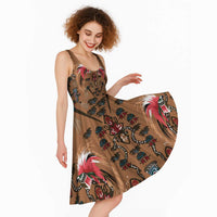 Terracotta Bird of Batik Papua Midi Dress Exotic Natural Wealth of Papua LT9 - Polynesian Pride