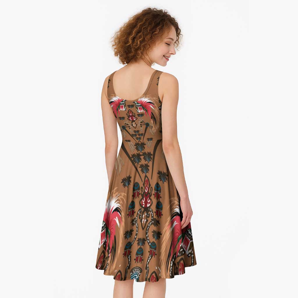 Terracotta Bird of Batik Papua Midi Dress Exotic Natural Wealth of Papua LT9 - Polynesian Pride