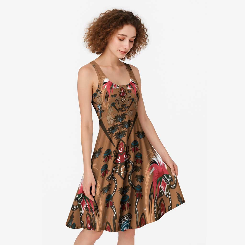Terracotta Bird of Batik Papua Midi Dress Exotic Natural Wealth of Papua LT9 - Polynesian Pride