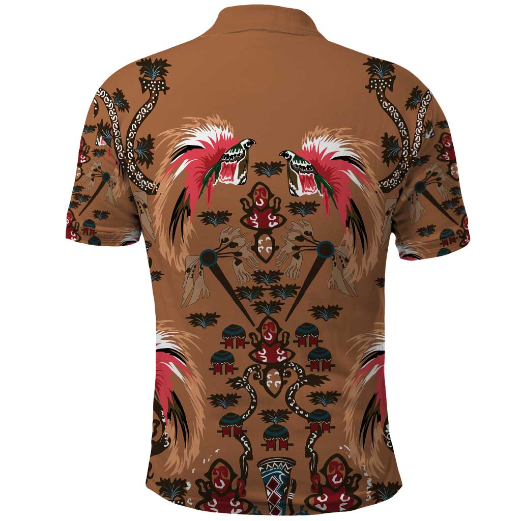 Terracotta Bird of Batik Papua Polo Shirt Exotic Natural Wealth of Papua - Polynesian Pride