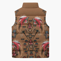Terracotta Bird of Batik Papua Sleeveless Puffer Jacket Exotic Natural Wealth of Papua - Polynesian Pride