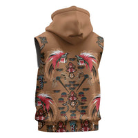 Terracotta Bird of Batik Papua Sleeveless Zip Hoodie Exotic Natural Wealth of Papua LT9 - Polynesian Pride