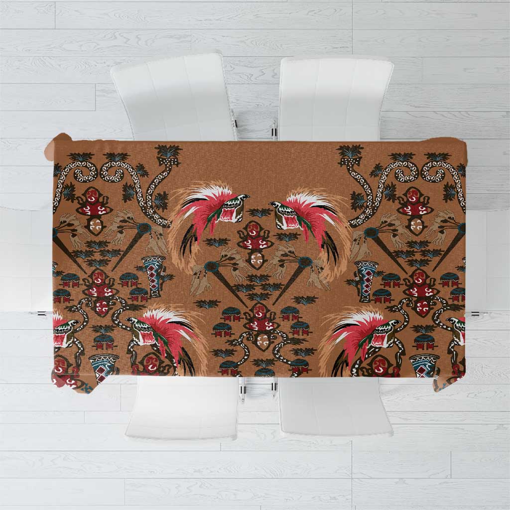 Terracotta Bird of Batik Papua Tablecloth Exotic Natural Wealth of Papua LT9 Gold - Polynesian Pride