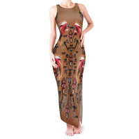 Terracotta Bird of Batik Papua Tank Maxi Dress Exotic Natural Wealth of Papua LT9 Women Gold - Polynesian Pride