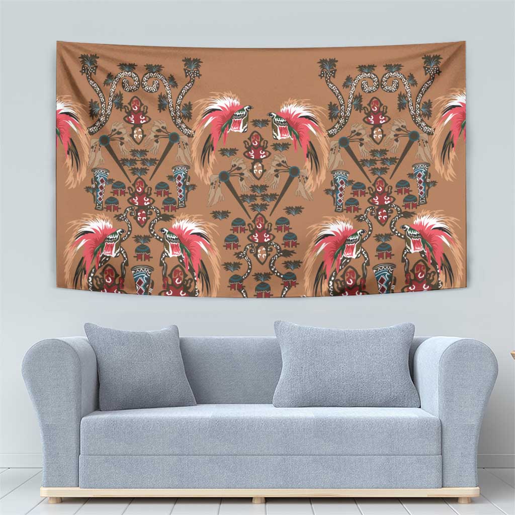 Terracotta Bird of Batik Papua Tapestry Exotic Natural Wealth of Papua - Polynesian Pride
