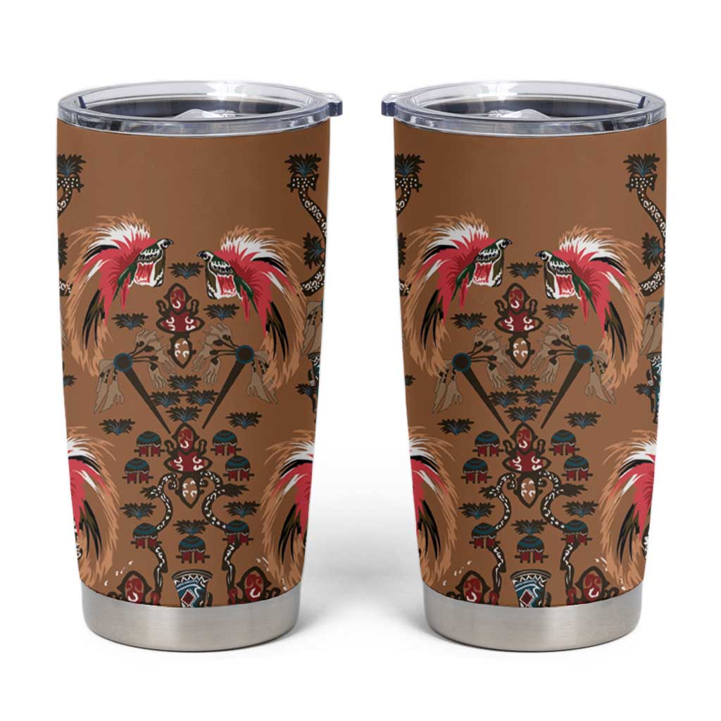 Terracotta Bird of Batik Papua Tumbler Cup Exotic Natural Wealth of Papua LT9 Gold - Polynesian Pride