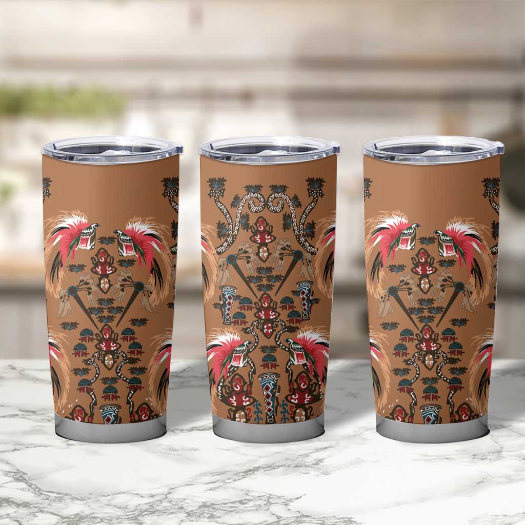 Terracotta Bird of Batik Papua Tumbler Cup Exotic Natural Wealth of Papua LT9 - Polynesian Pride