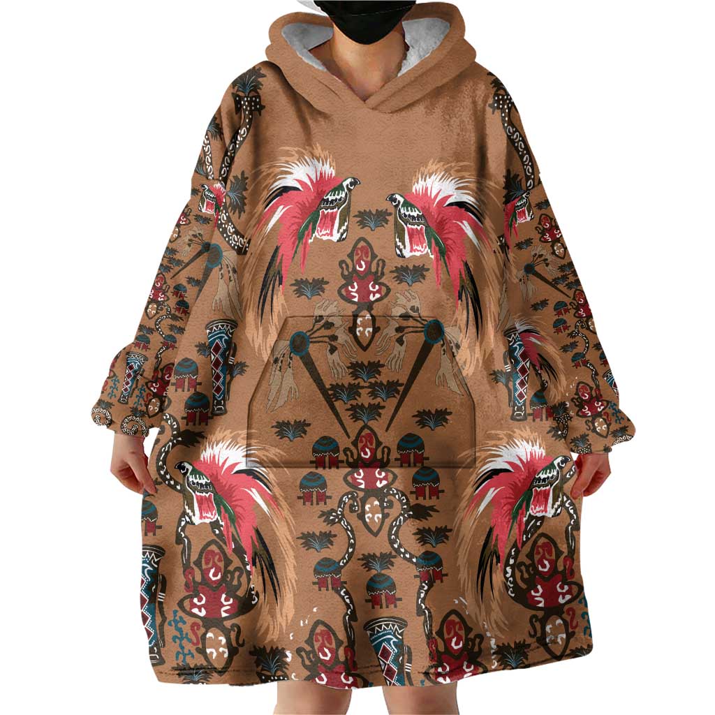 Terracotta Bird of Batik Papua Wearable Blanket Hoodie Exotic Natural Wealth of Papua LT9 - Polynesian Pride