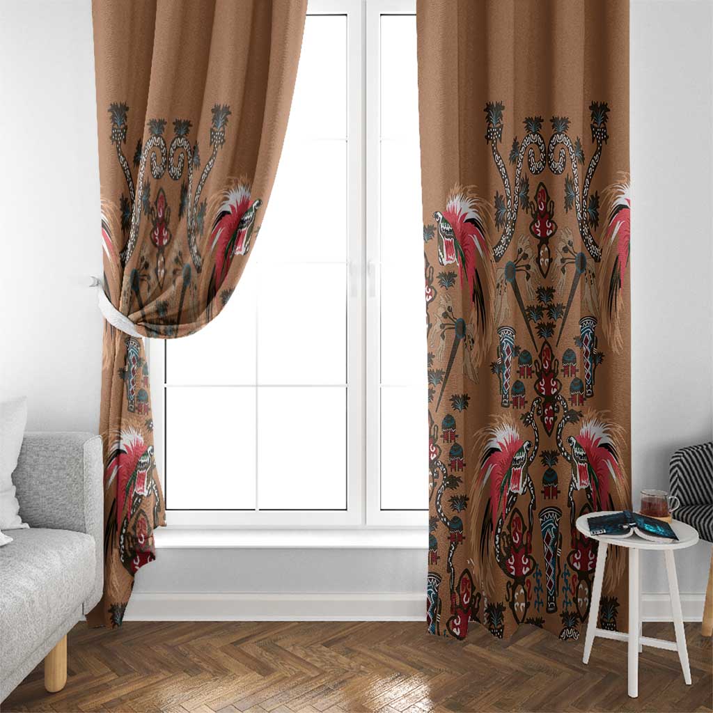 Terracotta Bird of Batik Papua Window Curtain Exotic Natural Wealth of Papua - Polynesian Pride