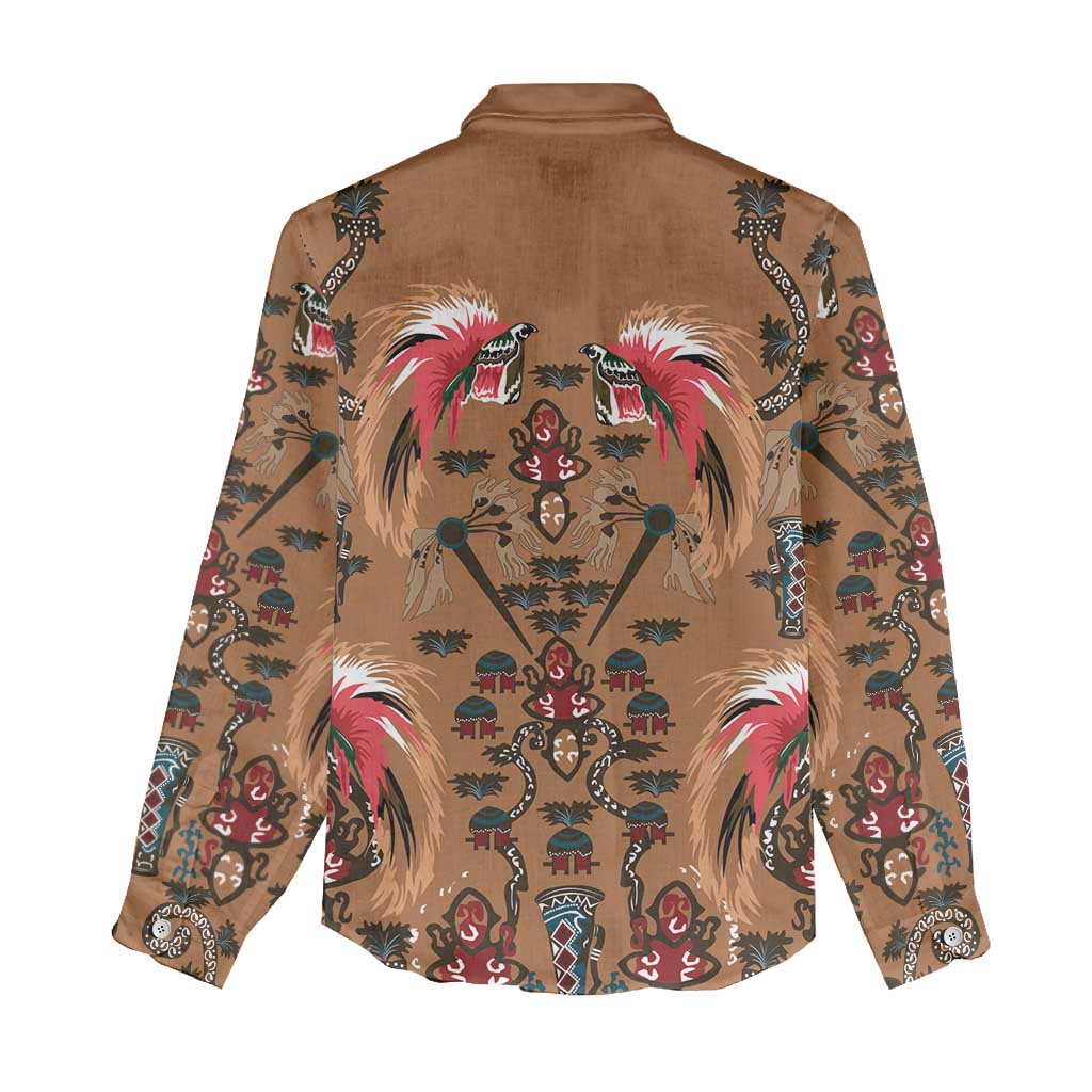 Terracotta Bird of Batik Papua Women Casual Shirt Exotic Natural Wealth of Papua LT9 - Polynesian Pride