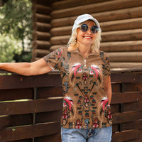 Terracotta Bird of Batik Papua Women Polo Shirt Exotic Natural Wealth of Papua LT9 - Polynesian Pride