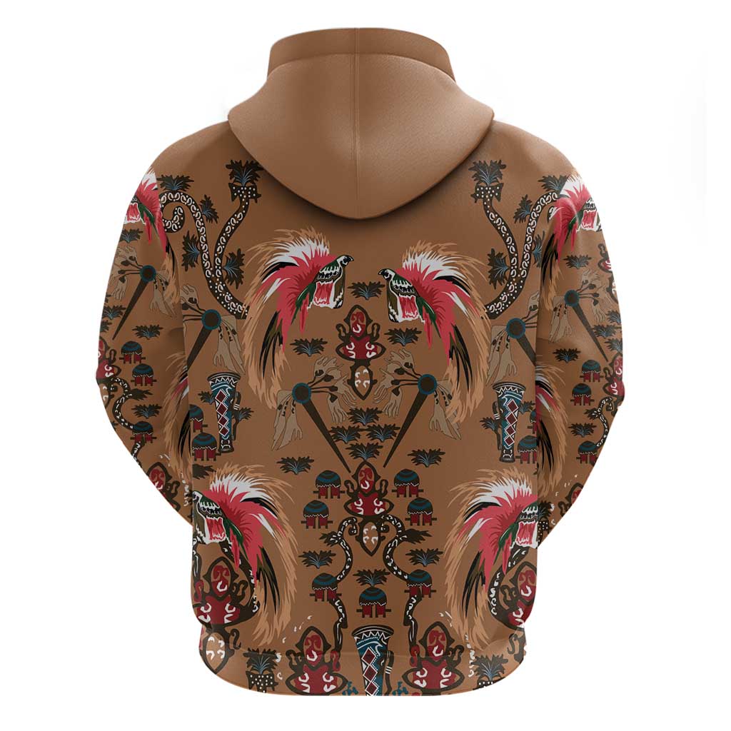Terracotta Bird of Batik Papua Zip Hoodie Exotic Natural Wealth of Papua LT9 - Polynesian Pride