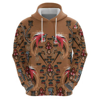 Terracotta Bird of Batik Papua Zip Hoodie Exotic Natural Wealth of Papua LT9 - Polynesian Pride