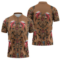 Terracotta Bird of Batik Papua Zipper Polo Shirt Exotic Natural Wealth of Papua LT9 - Polynesian Pride