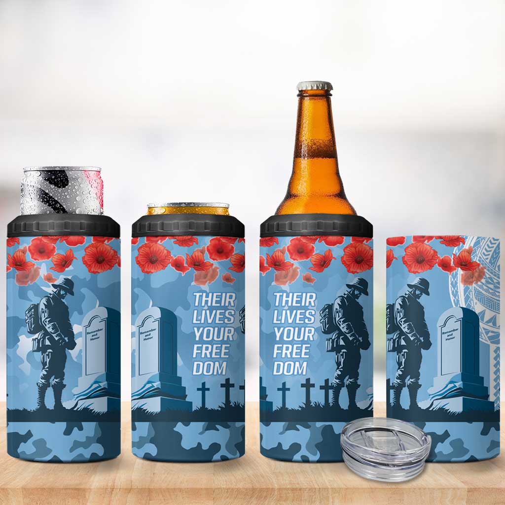 FSM Verterans Day 4 in 1 Can Cooler Tumbler Their Lives Your Freedom LT9 - Polynesian Pride