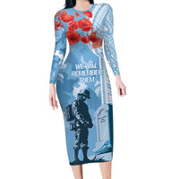 FSM Verterans Day Family Matching Long Sleeve Bodycon Dress and Hawaiian Shirt Their Lives Your Freedom LT9 Mom's Dress Blue - Polynesian Pride