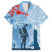 FSM Verterans Day Family Matching Off The Shoulder Long Sleeve Dress and Hawaiian Shirt Their Lives Your Freedom LT9 Dad's Shirt - Short Sleeve Blue - Polynesian Pride
