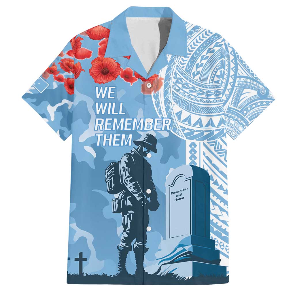 FSM Verterans Day Family Matching Off Shoulder Maxi Dress and Hawaiian Shirt Their Lives Your Freedom LT9 Dad's Shirt - Short Sleeve Blue - Polynesian Pride