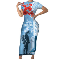 FSM Verterans Day Short Sleeve Bodycon Dress Their Lives Your Freedom LT9 Long Dress Blue - Polynesian Pride