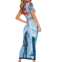 FSM Verterans Day Short Sleeve Bodycon Dress Their Lives Your Freedom LT9 - Polynesian Pride