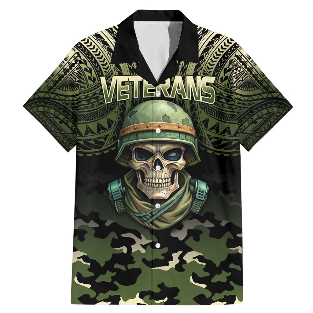 Veterans Day Family Matching Mermaid Dress and Hawaiian Shirt War Never Leaves A Veteran Proud Military LT9 Dad's Shirt - Short Sleeve Black - Polynesian Pride