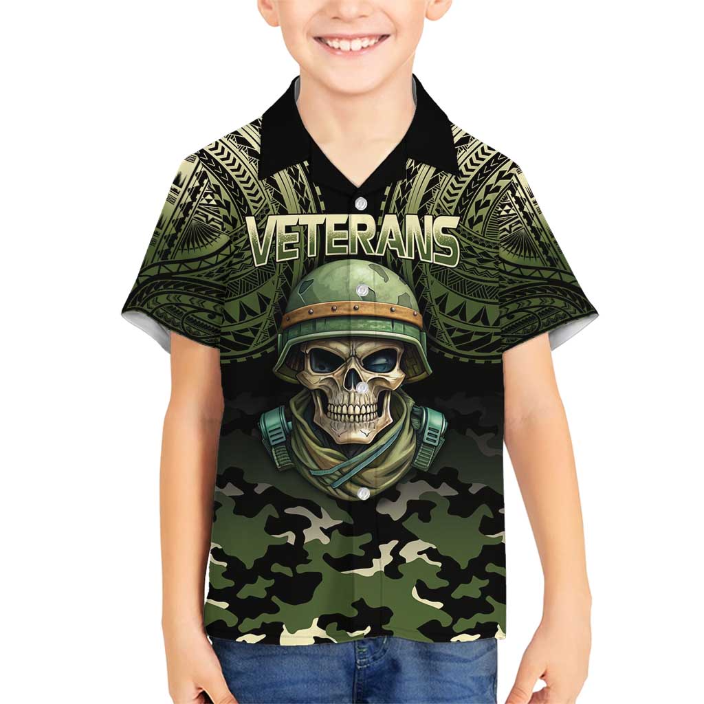 Veterans Day Family Matching Off Shoulder Maxi Dress and Hawaiian Shirt War Never Leaves A Veteran Proud Military LT9 Son's Shirt Black - Polynesian Pride