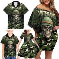 Veterans Day Family Matching Off Shoulder Short Dress and Hawaiian Shirt War Never Leaves A Veteran Proud Military LT9 - Polynesian Pride