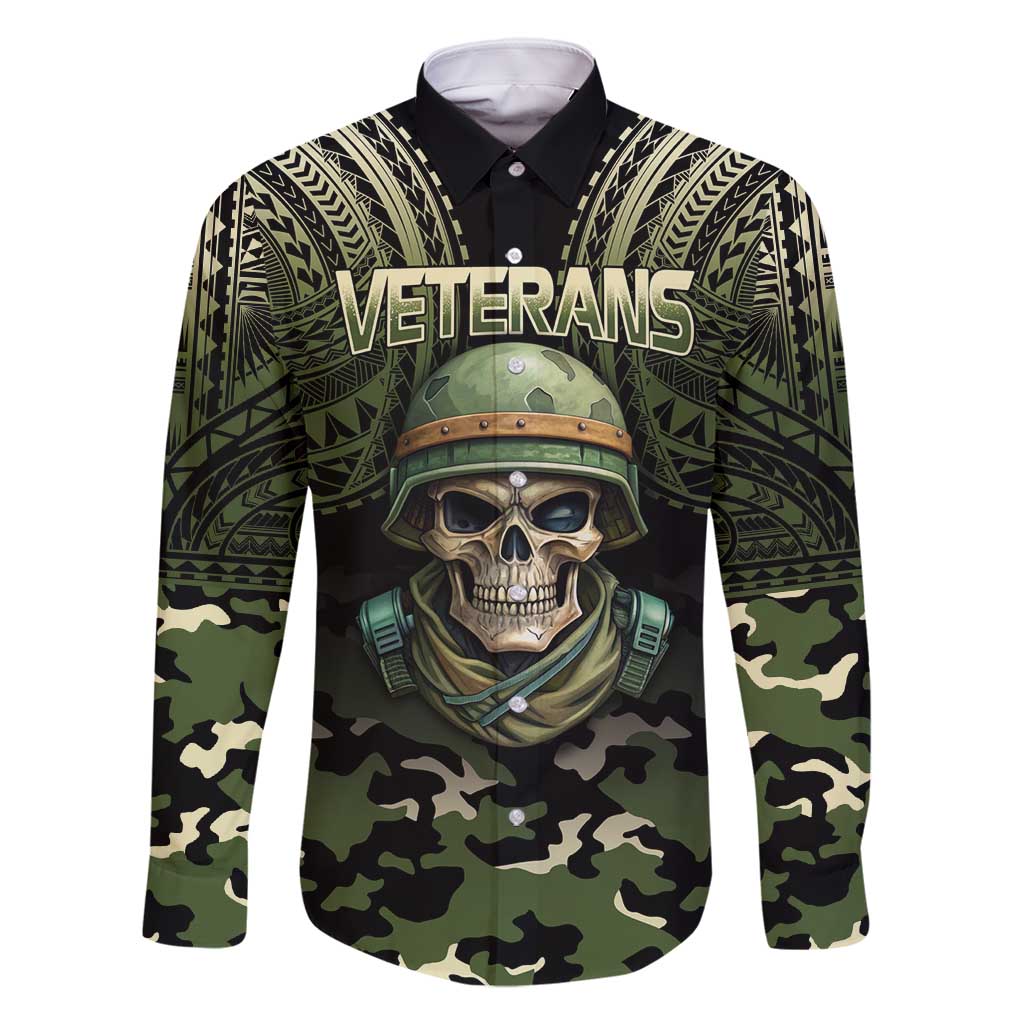 Veterans Day Family Matching Off Shoulder Short Dress and Hawaiian Shirt War Never Leaves A Veteran Proud Military LT9 Dad's Shirt - Long Sleeve Black - Polynesian Pride