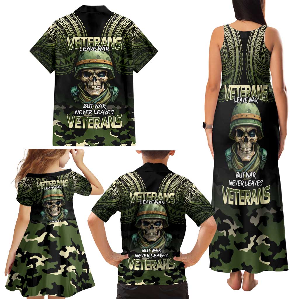 Veterans Day Family Matching Tank Maxi Dress and Hawaiian Shirt War Never Leaves A Veteran Proud Military LT9 - Polynesian Pride