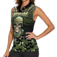Veterans Day Women Sleeveless Polo Shirt War Never Leaves A Veteran Proud Military