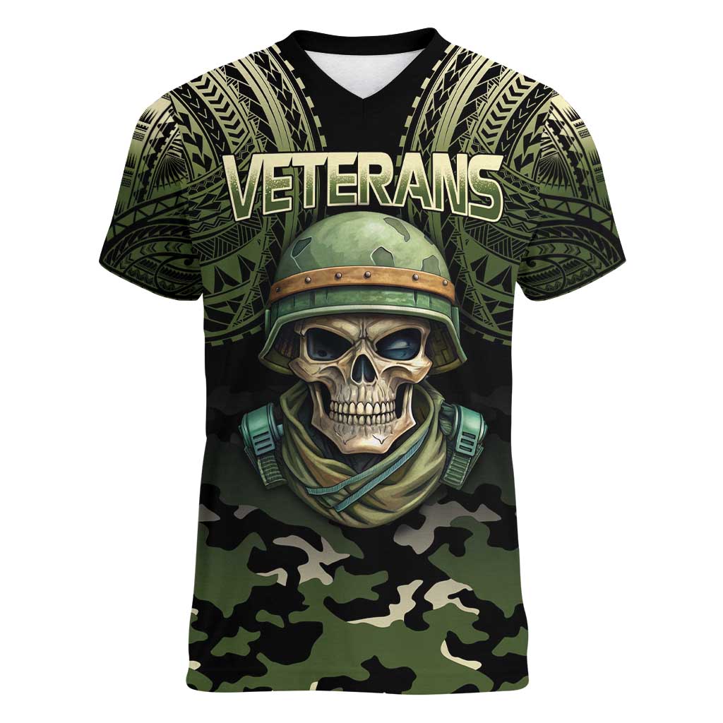 Veterans Day Women V-Neck T-Shirt War Never Leaves A Veteran Proud Military