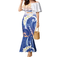 Marshall Islands Manit Day Family Matching Mermaid Dress and Hawaiian Shirt Plumeria and Polynesian Tribal LT9 Mom's Dress White - Polynesian Pride