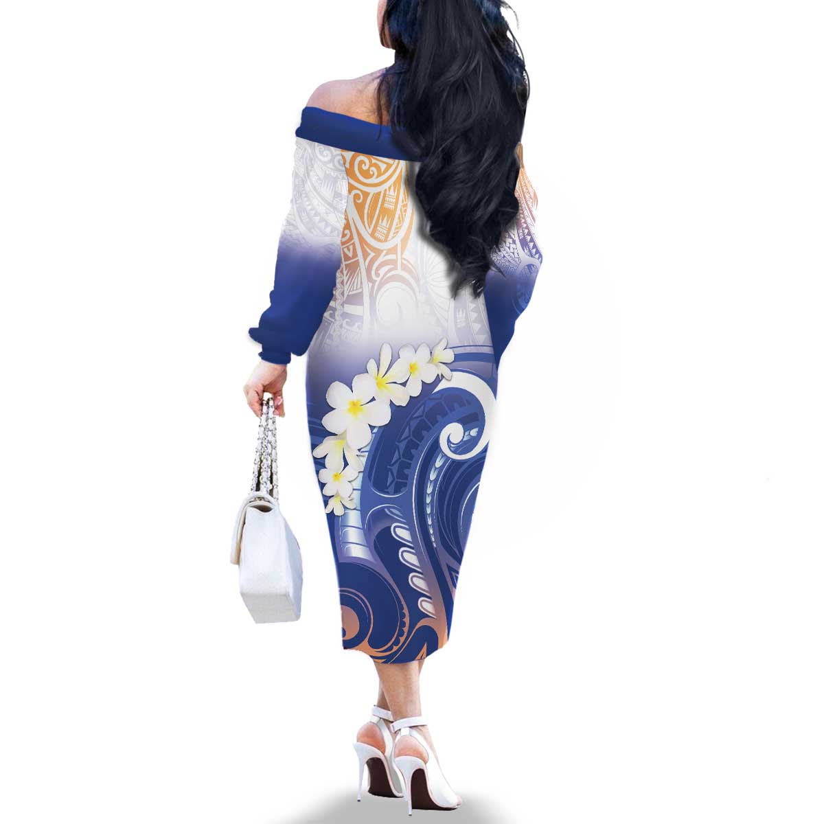 Marshall Islands Manit Day Family Matching Off The Shoulder Long Sleeve Dress and Hawaiian Shirt Plumeria and Polynesian Tribal LT9 - Polynesian Pride
