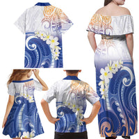 Marshall Islands Manit Day Family Matching Off Shoulder Maxi Dress and Hawaiian Shirt Plumeria and Polynesian Tribal LT9 - Polynesian Pride