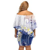 Marshall Islands Manit Day Family Matching Off Shoulder Short Dress and Hawaiian Shirt Plumeria and Polynesian Tribal LT9 - Polynesian Pride
