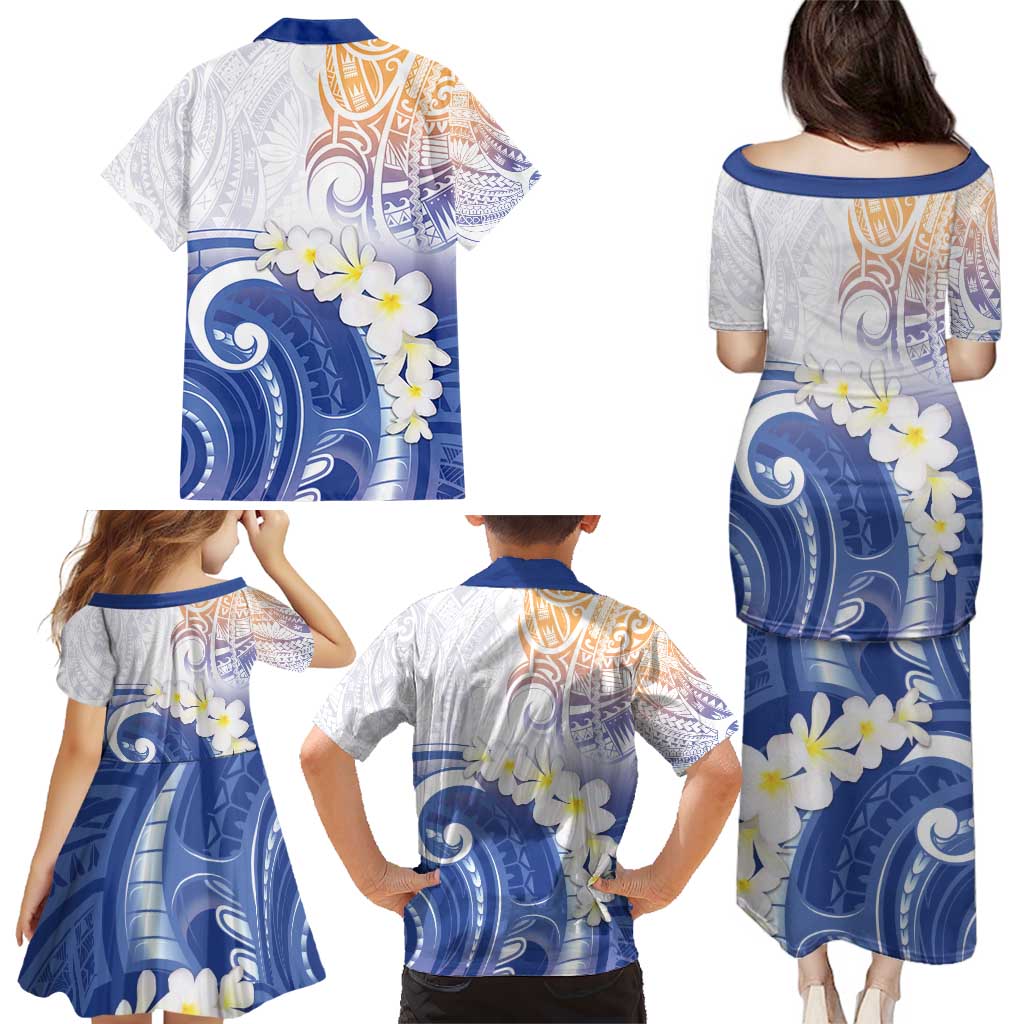 Marshall Islands Manit Day Family Matching Puletasi and Hawaiian Shirt Plumeria and Polynesian Tribal LT9 - Polynesian Pride