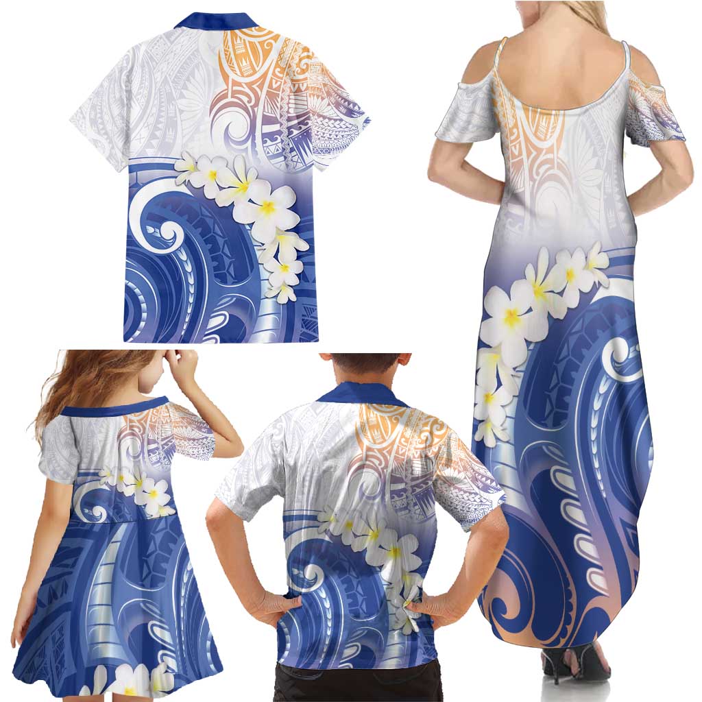 Marshall Islands Manit Day Family Matching Summer Maxi Dress and Hawaiian Shirt Plumeria and Polynesian Tribal LT9 - Polynesian Pride