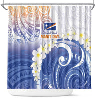 Marshall Islands Manit Day Shower Curtain Plumeria and Polynesian Tribal LT9 White - Polynesian Pride