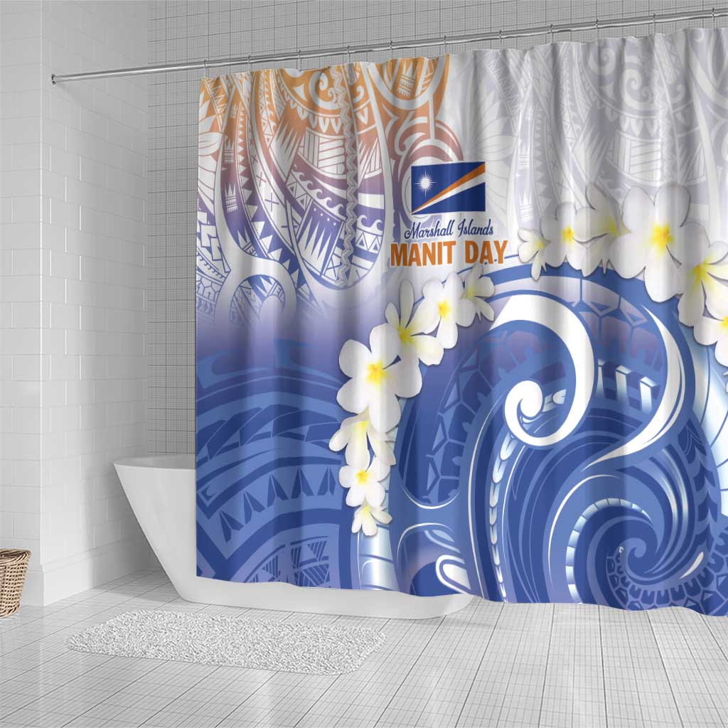 Marshall Islands Manit Day Shower Curtain Plumeria and Polynesian Tribal LT9 - Polynesian Pride