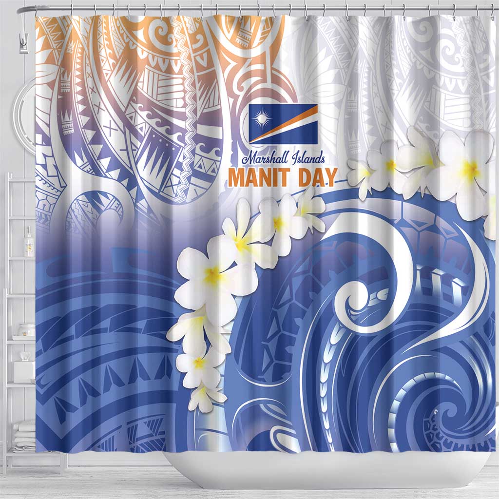Marshall Islands Manit Day Shower Curtain Plumeria and Polynesian Tribal LT9 - Polynesian Pride
